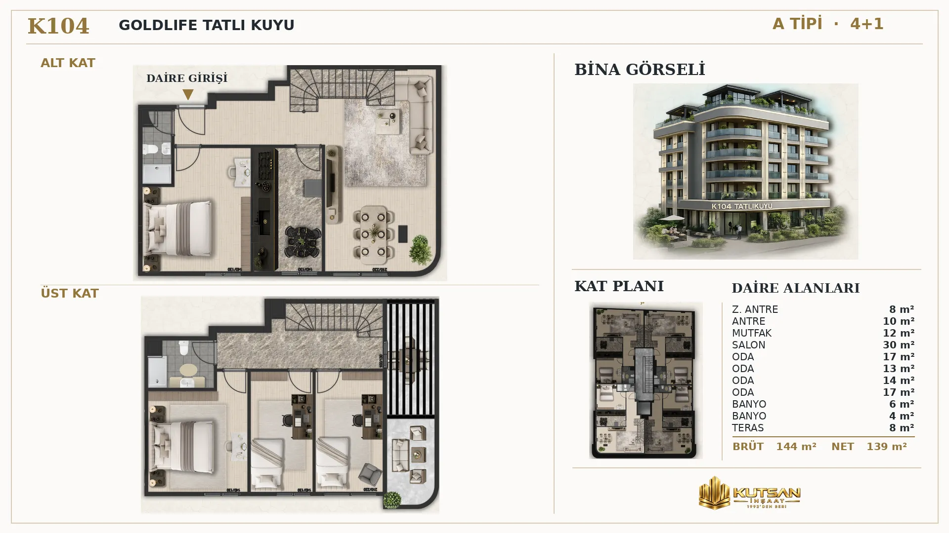 K104 D11 | Satılık 4+1 Dubleks Daire — Tatlıkuyu Daire Planı