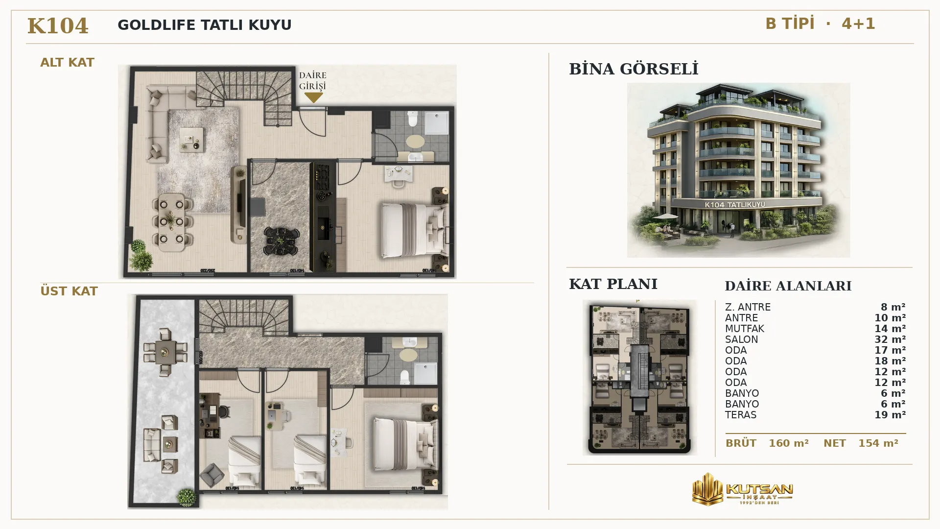 K104 D12 | Satılık 4+1 Dubleks Daire — Tatlıkuyu Daire Planı