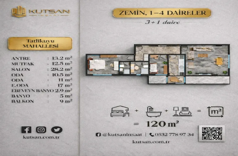 Satılık 3+1 Daire ( K104 D11)