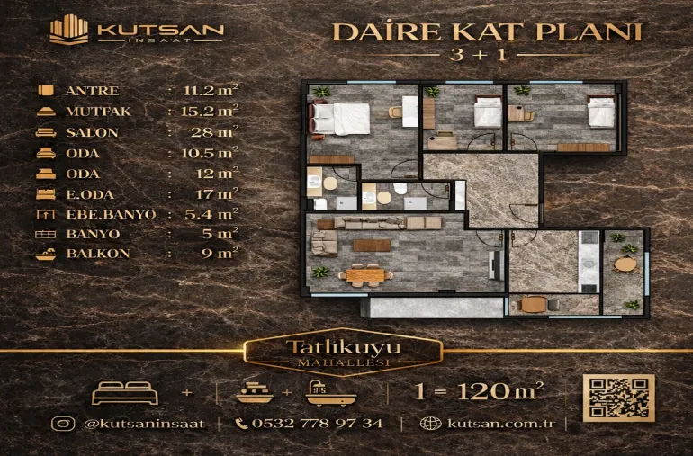 Satılık 3+1 Tatlıkuyu (K104 D8)